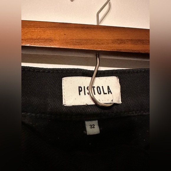 Pistola Teagan Slit Hem High-Rise Straight Jeans in black dark vinyl size 32 - Picture 4 of 7